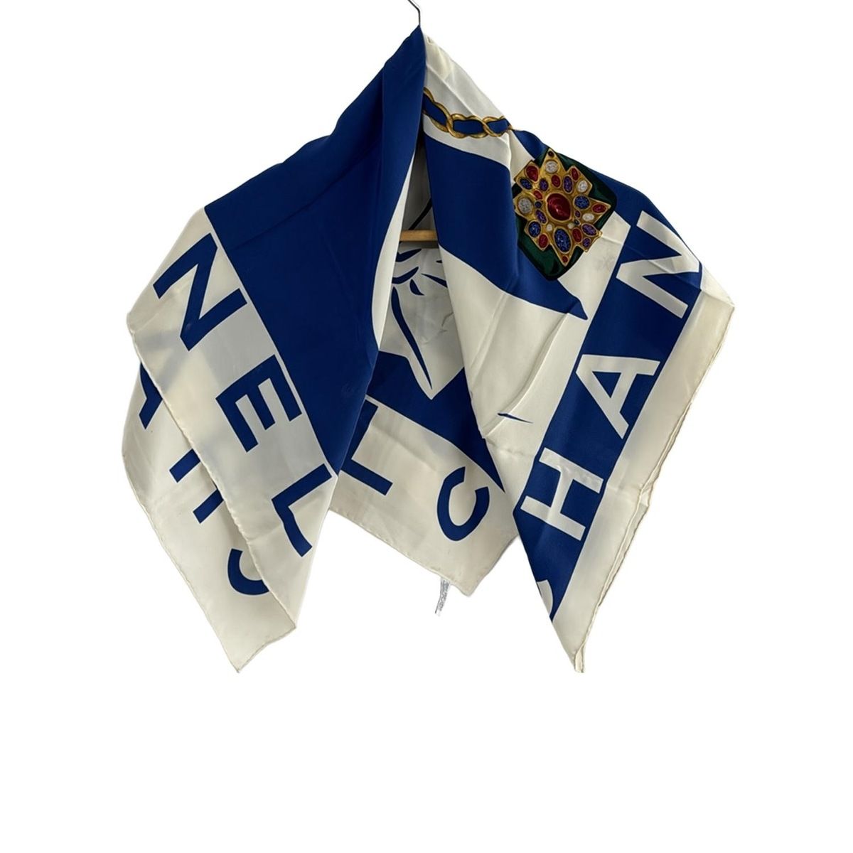 CHANEL シャネル スカーフ - アイボリー×ブルー×マルチ