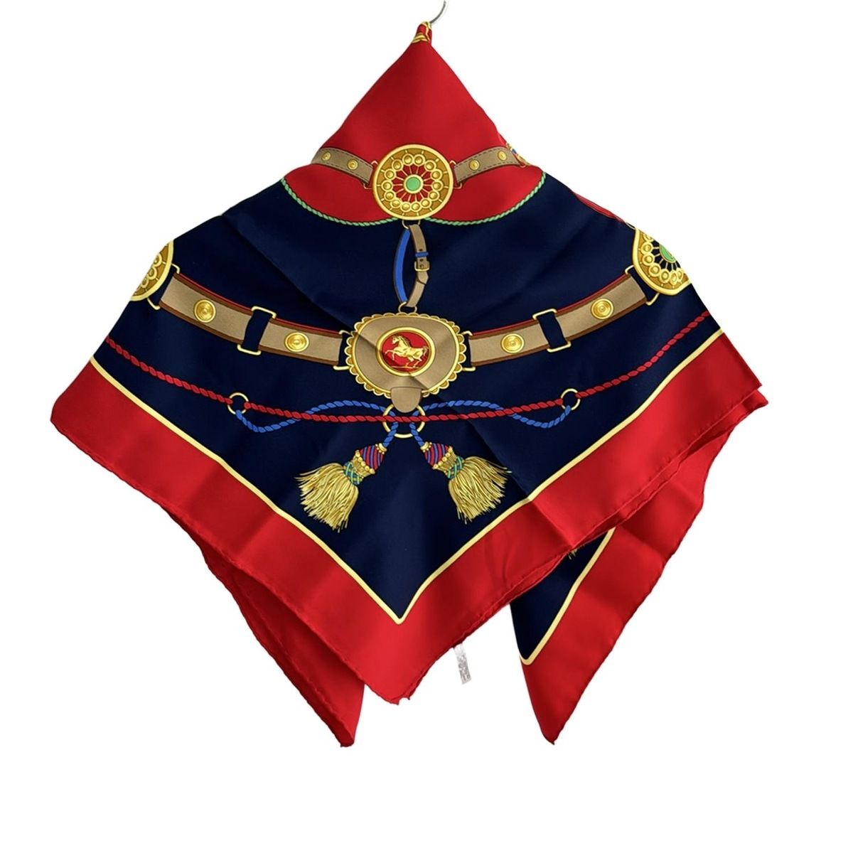 CELINE(セリーヌ) スカーフ美品 - レッド×ダークネイビー×マルチ