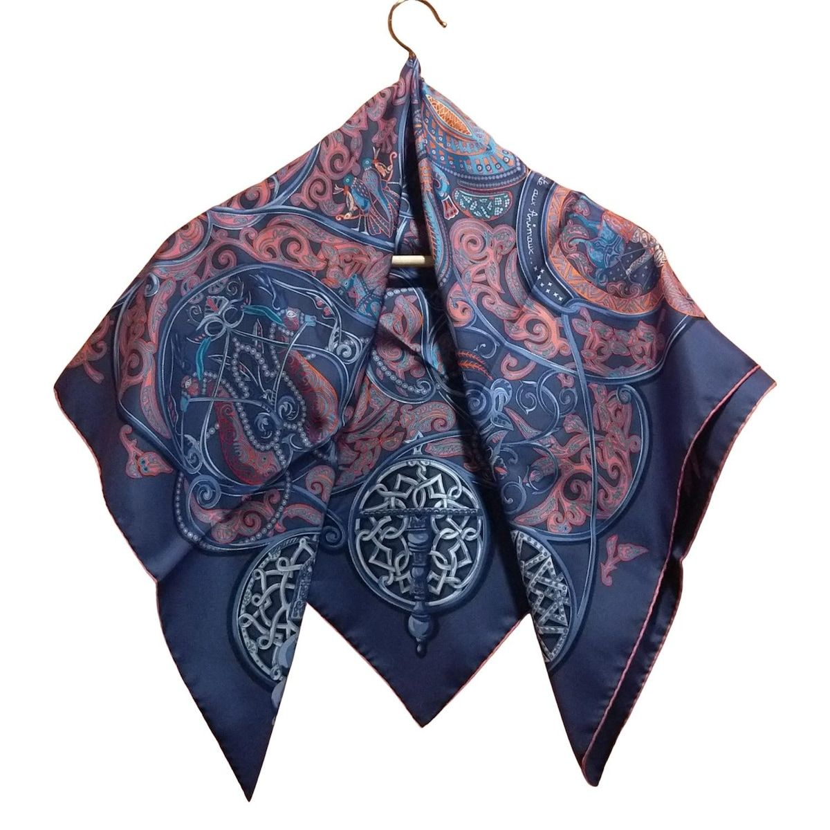 HERMES(エルメス) スカーフ美品 カレ90 ブルー×レッド×マルチ La