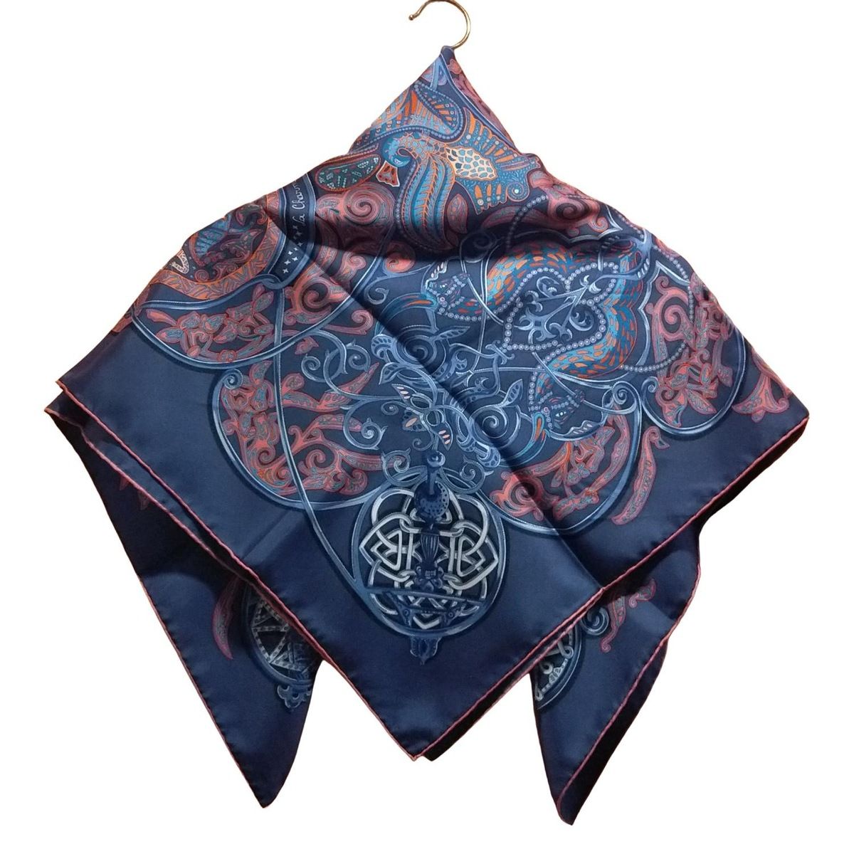 HERMES(エルメス) スカーフ美品 カレ90 ブルー×レッド×マルチ La