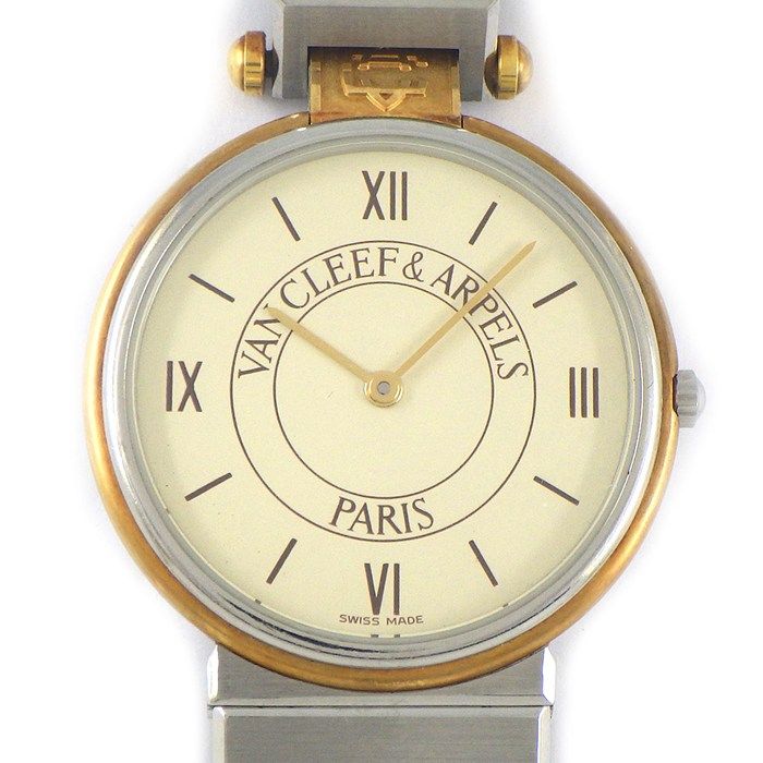 ヴァンクリーフ＆アーペル Van Cleef - Arpels 腕時計 ラ 43106 アイボリー文字盤 ヴィンテージ グリーン レザーベルト SS クオーツアナログ
