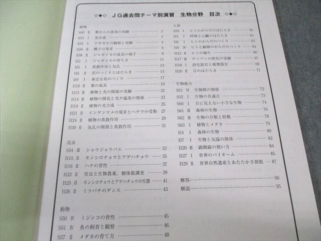 早稲田アカデミー 女子学院コース JGの理科 テーマ別過去問 生物分野