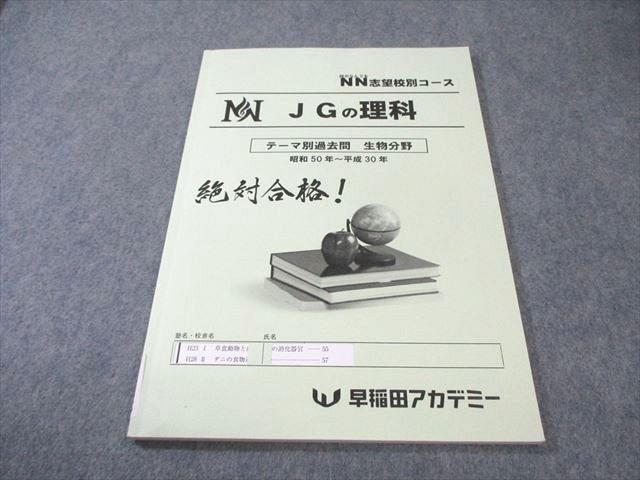 早稲田アカデミー 女子学院コース JGの理科 テーマ別過去問 生物分野