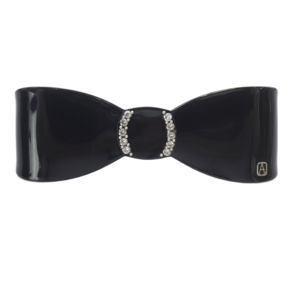 アレクサンドルドゥパリ Alexandre De Paris リボン バレッタ ロゴ 黒