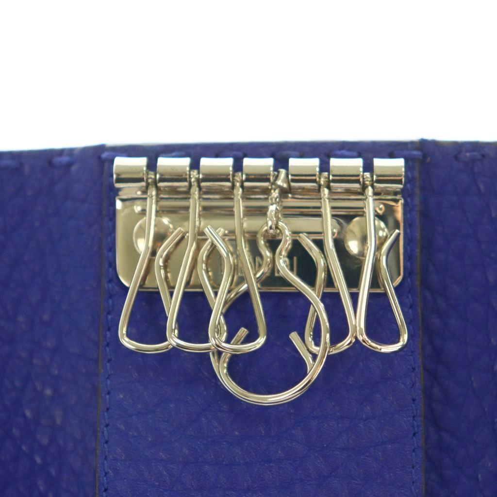 フェンディ FENDI セレリア キーケース 6連 三つ折り レザー ネイビー