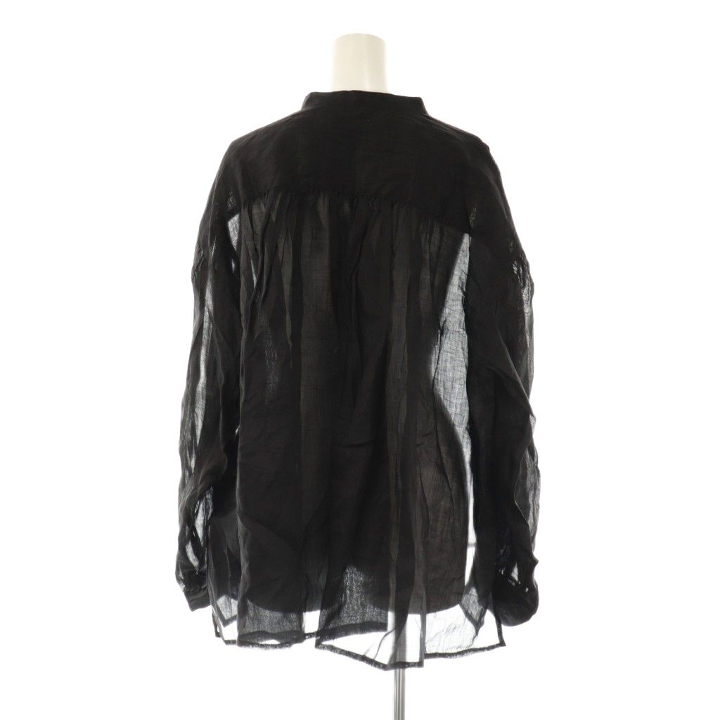 ステートオブマインド STATE OF MIND ONLINE 25 SS linen sheer blouse ブラウス 長袖 プルオーバー リネン M 黒 NR OS