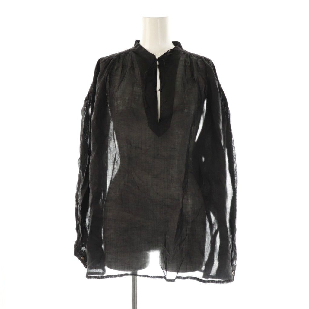 ステートオブマインド STATE OF MIND ONLINE 25 SS linen sheer blouse ブラウス 長袖 プルオーバー リネン M 黒 |NR OS