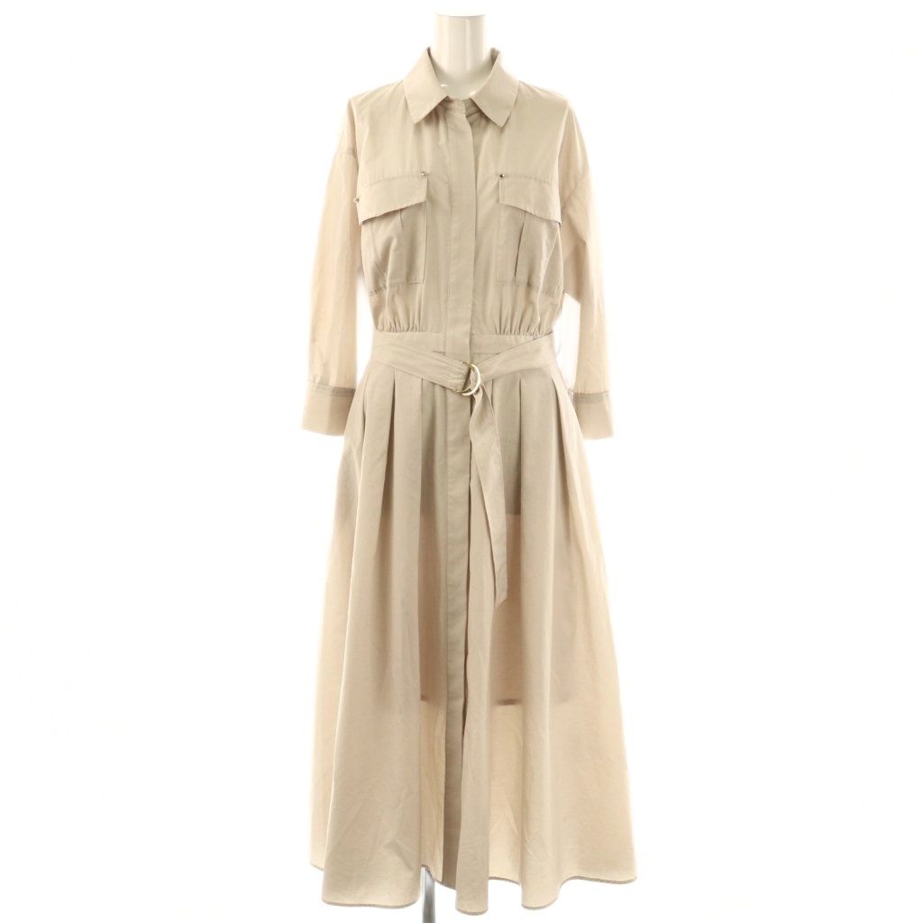ジャスグリッティー 25 SS ワークシャツワンピース 長袖 ロング 1 ライトベージュ |NR OS