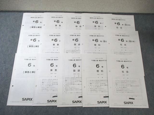 SAPIX 小6 サピックス 新学年/3月度/7月度入室・組分けテスト 国語