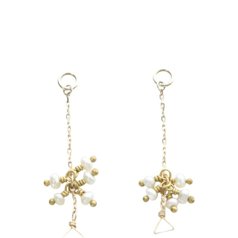 アガット ラブラドライト K10 パール ピアスチャーム ゴールド - メルカリ