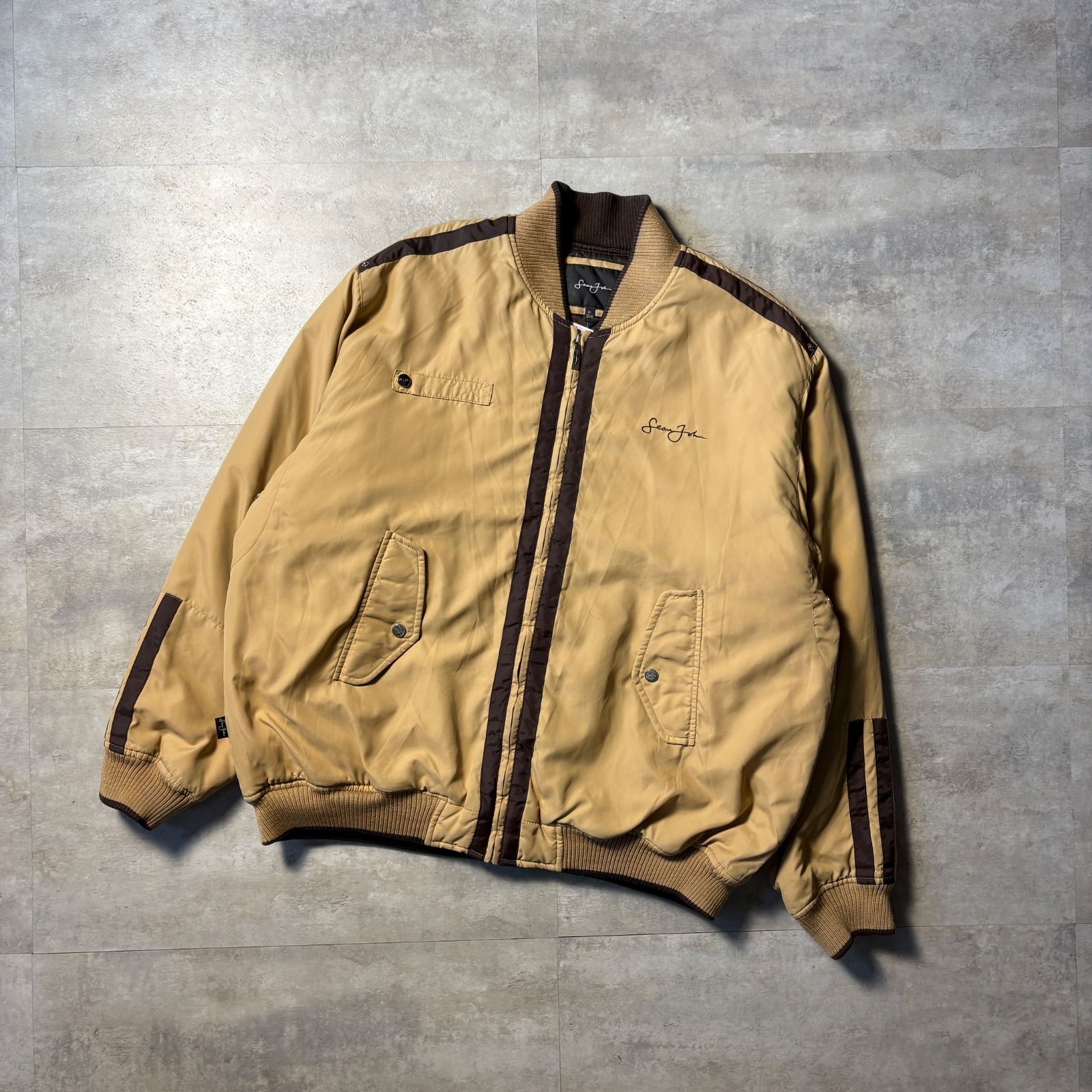 90s Y2K SEAN JOHN ショーンジョン 中綿 ブルゾン MA-1タイプ ベージュ 