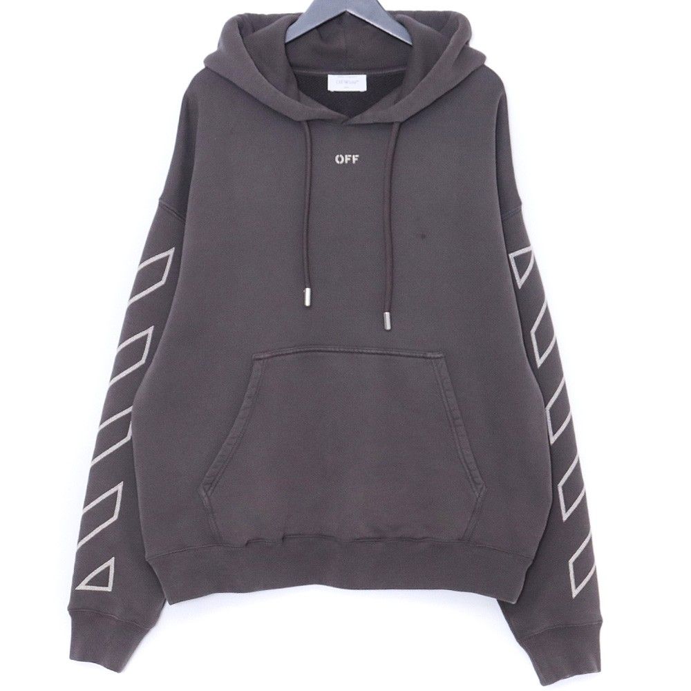 OFF-WHITE アロープリントコットンスウェットパーカー Lサイズ グレー