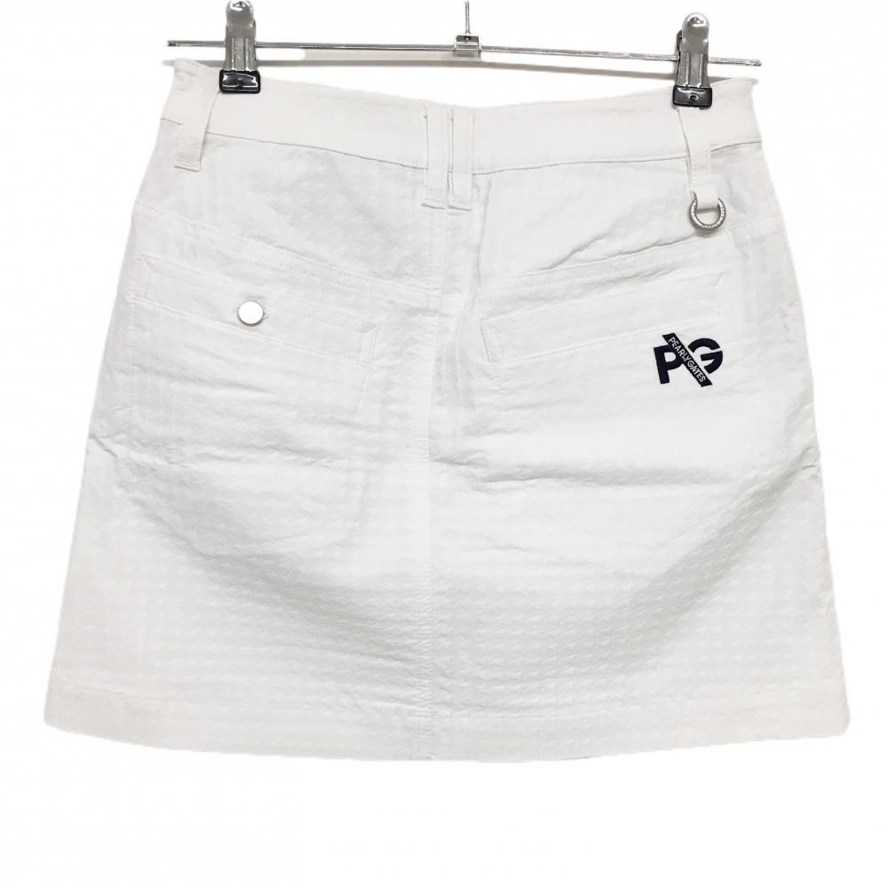 超 パーリーゲイツ スカート 白 千鳥格子地模様 ストレッチ レディース 0 S ゴルフウェア PEARLY GATES