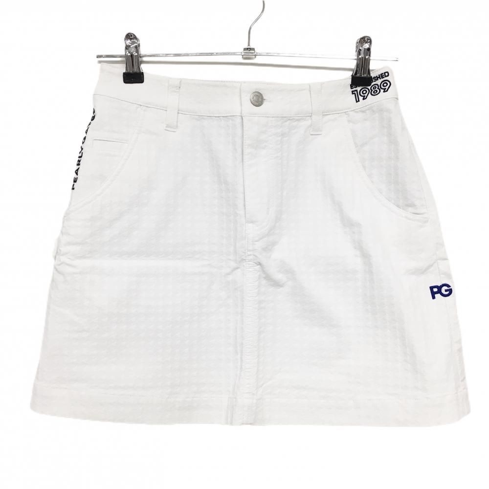 超 パーリーゲイツ スカート 白 千鳥格子地模様 ストレッチ レディース 0 S ゴルフウェア PEARLY GATES