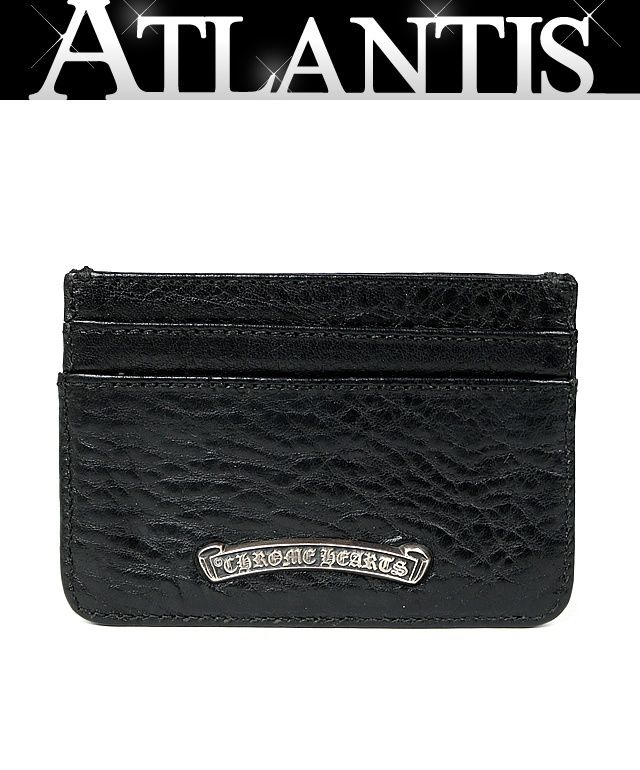 CHROME HEARTS クロムハーツ ダブルサイド スクロール レザー カードケース ウォレット メンズ SV 925 黒 101384