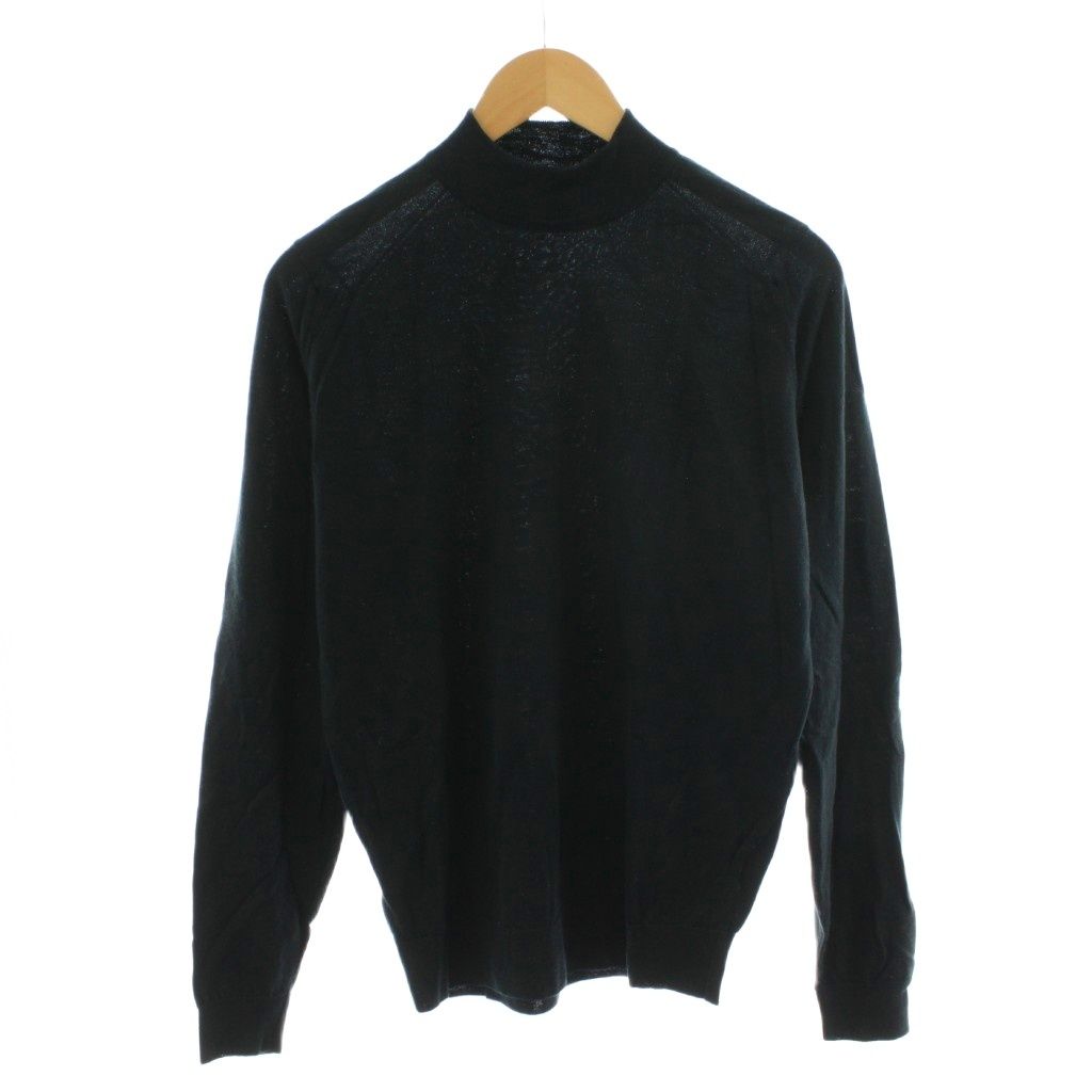 ジョンスメドレー JOHN SMEDLEY ニット セーター 長袖 ハイネック ウール L 黒 ブラック |AN 24