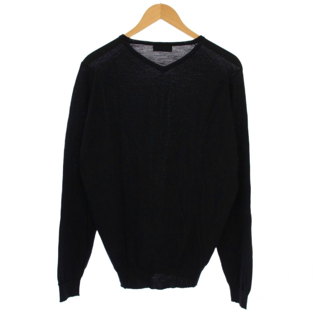 ジョンスメドレー JOHN SMEDLEY ニット セーター 長袖 Vネック ウール L 黒 |BM