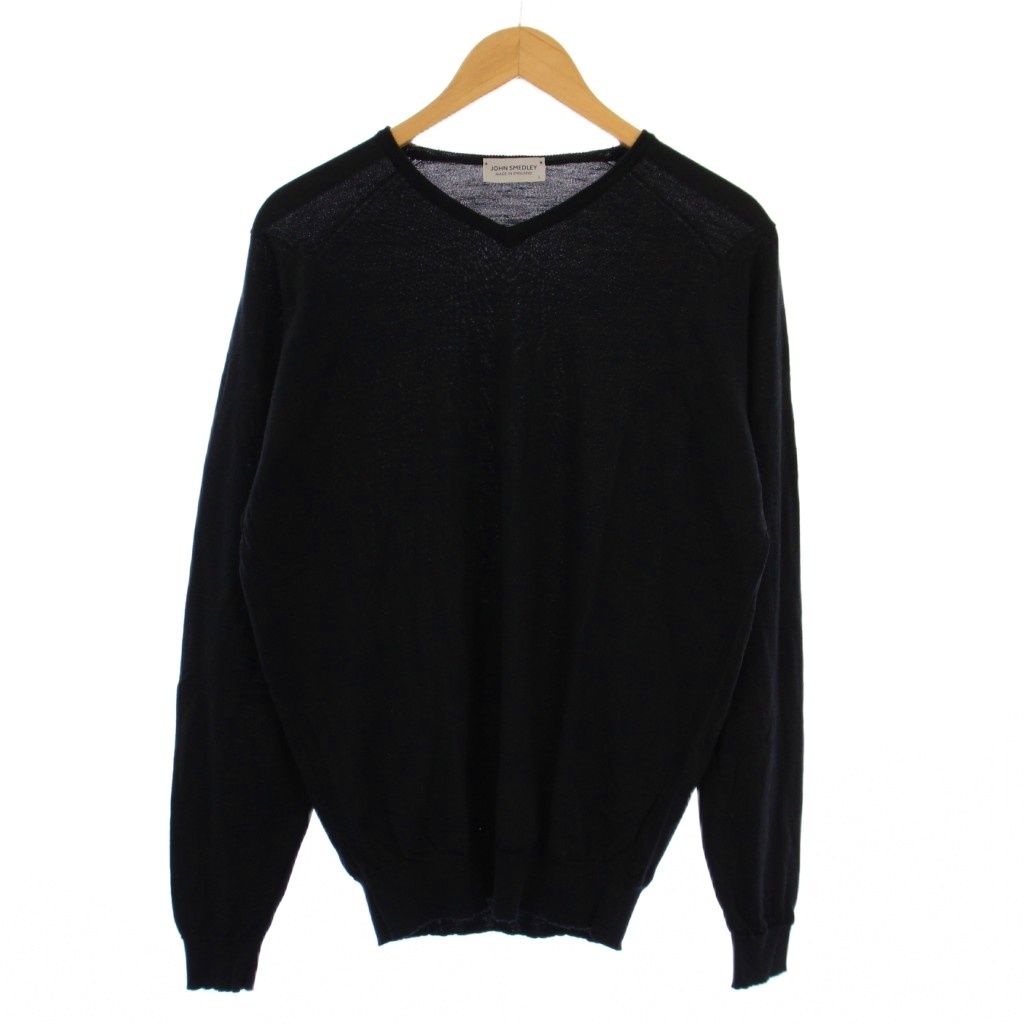 ジョンスメドレー JOHN SMEDLEY ニット セーター 長袖 Vネック ウール L 黒 |BM