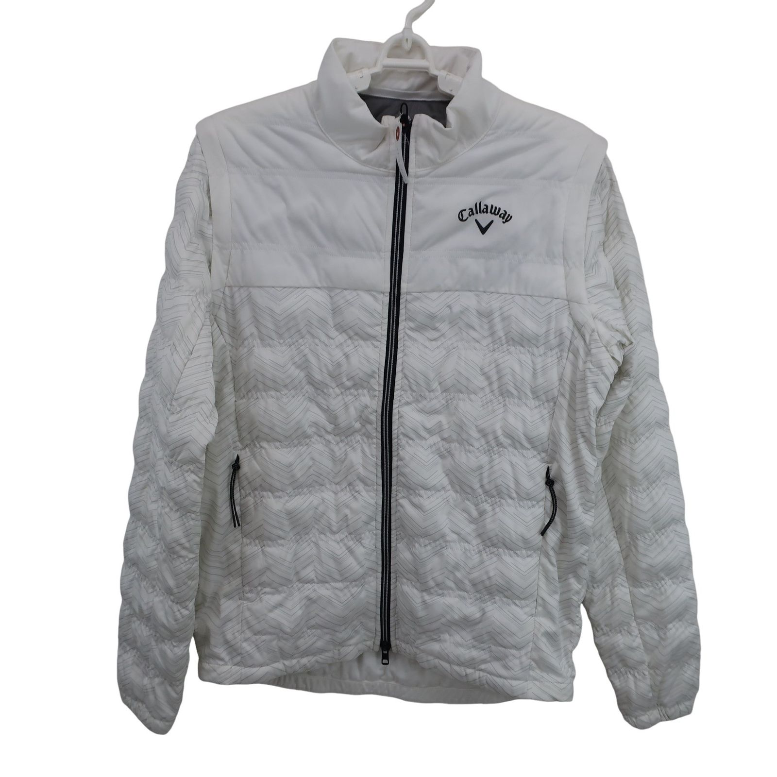 Callaway キャロウェイ 総柄 ロゴ フルジップ ジャケット ホワイト M 美品】Callaway(キャロウェイ) フルジップ2wayジャケット 白 メンズ M