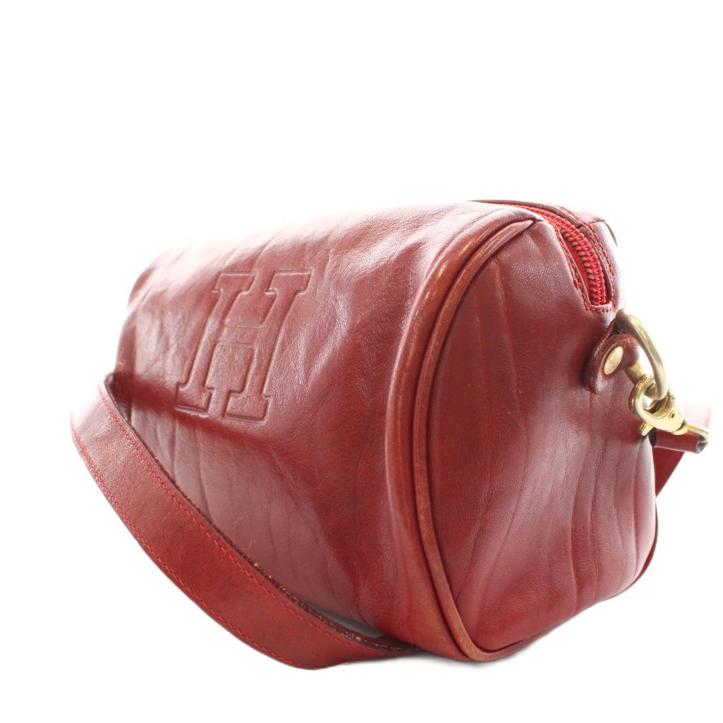 ヒロフ HIROFU ワンショルダーバッグ ハンドバッグ ロゴ レザー 赤