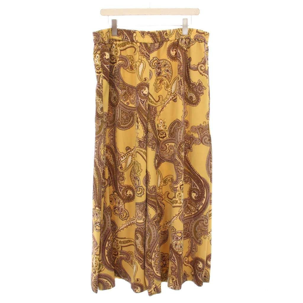 ネミカ NEMIKA ワイドパンツ イージー ウエストゴム ペイズリー柄 17 黄色 イエロー 茶 ブラウン BB