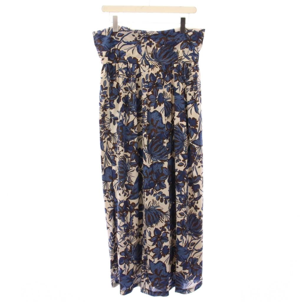 ネミカ NEMIKA ワイドパンツ イージー ウエストゴム ストレッチ 花柄 13 青 ブルー グレー BB