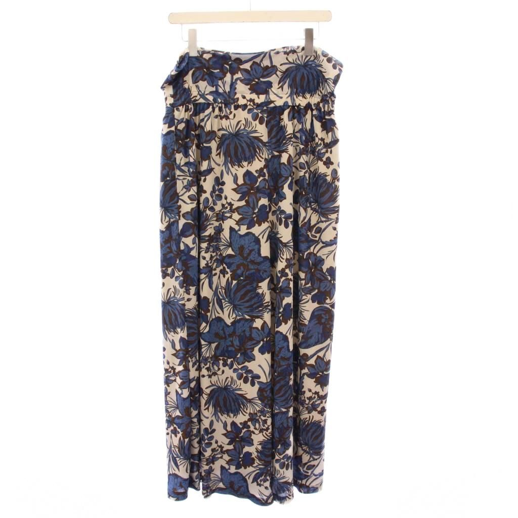 ネミカ NEMIKA ワイドパンツ イージー ウエストゴム ストレッチ 花柄 13 青 ブルー グレー BB