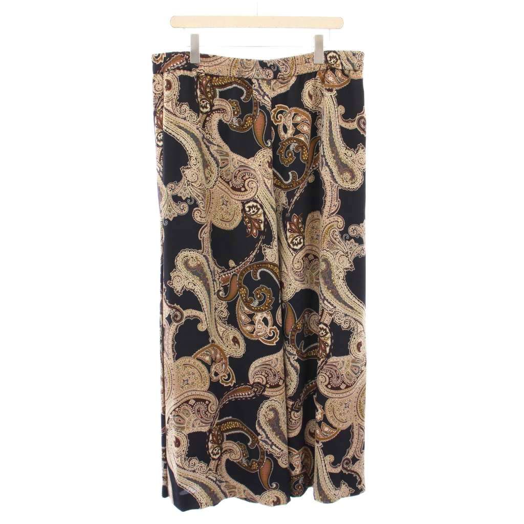 【中古】ネミカ NEMIKA ワイドパンツ イージー ウエストゴム ペイズリー柄 17 黒 ブラック 茶 ブラウン /BB ネミカ NEMIKA ワイドパンツ イージー ウエストゴム ペイズリー柄 17