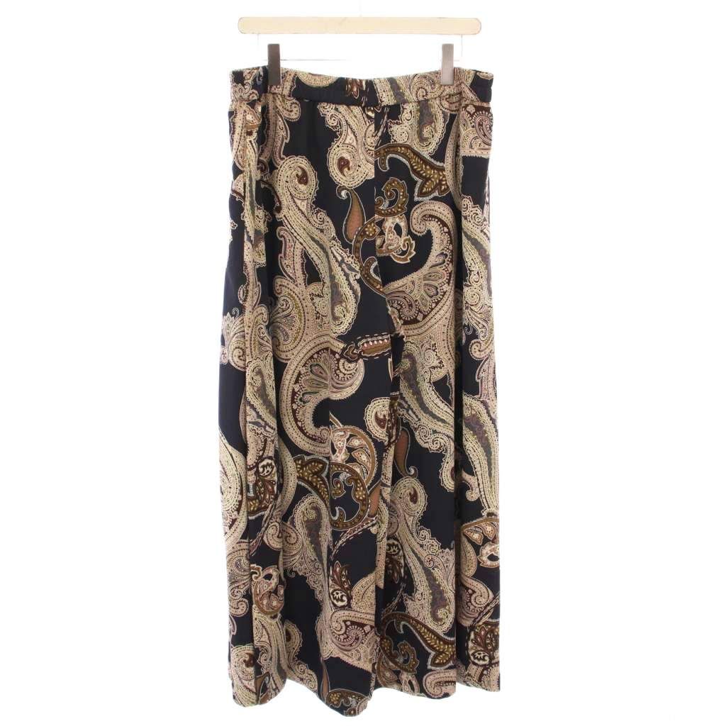 ネミカ NEMIKA ワイドパンツ イージー ウエストゴム ペイズリー柄 17 黒 ブラック 茶 ブラウン BB