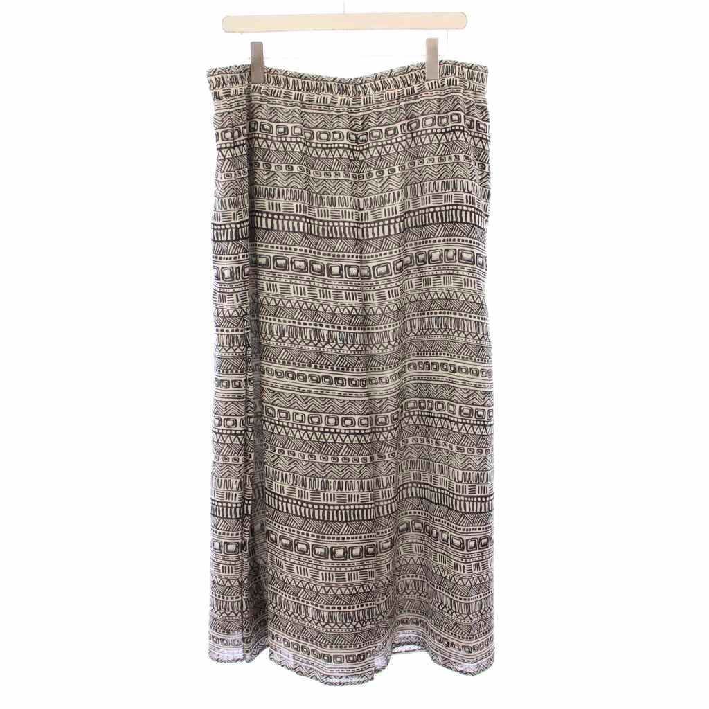 ネミカ NEMIKA ワイドパンツ イージー ウエストゴム 総柄 17 グレー 黒 ブラック BB