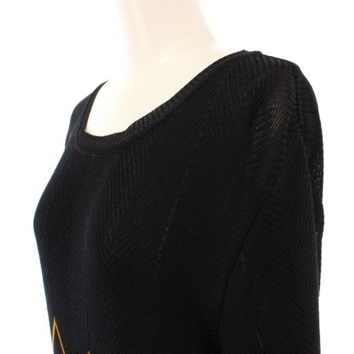 ミッソーニ MISSONI ニットワンピース ひざ丈 長袖 クルーネック 薄手