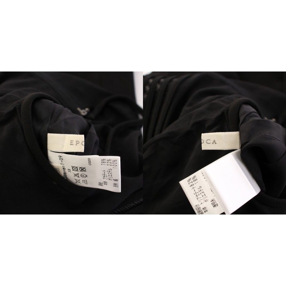 【中古】エポカ EPOCA タイトワンピース ひざ丈 半袖 フレンチスリーブ クルーネック シアー シースルー 切替 38 黒 エポカ EPOCA タイトワンピース ひざ丈 半袖 フレンチスリーブ クルー
