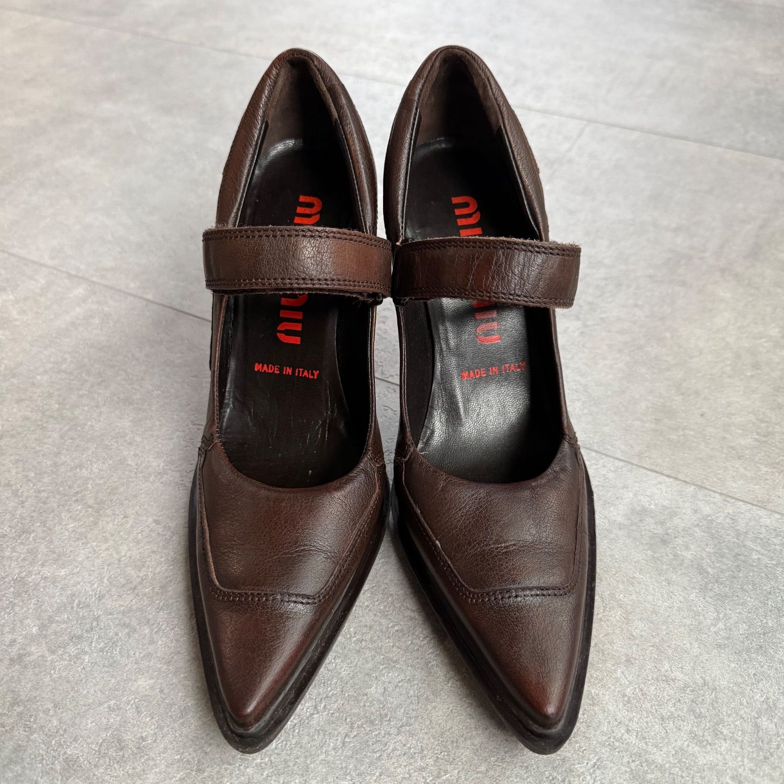 miu miu ダークブラウン パンプス 箱付き miu miu ダークブラウン