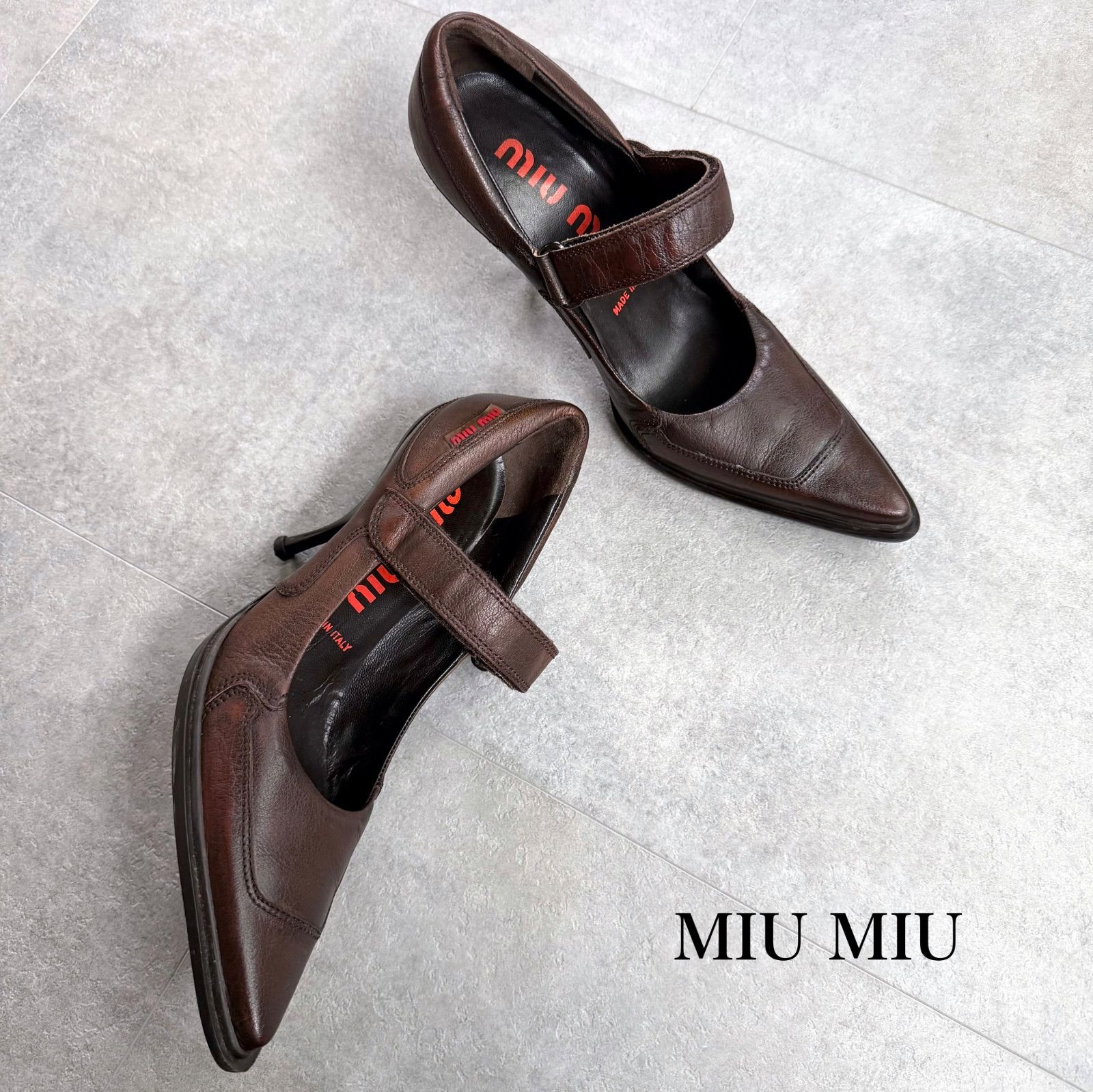 miu miu ダークブラウン パンプス 箱付き miu miu ダークブラウン