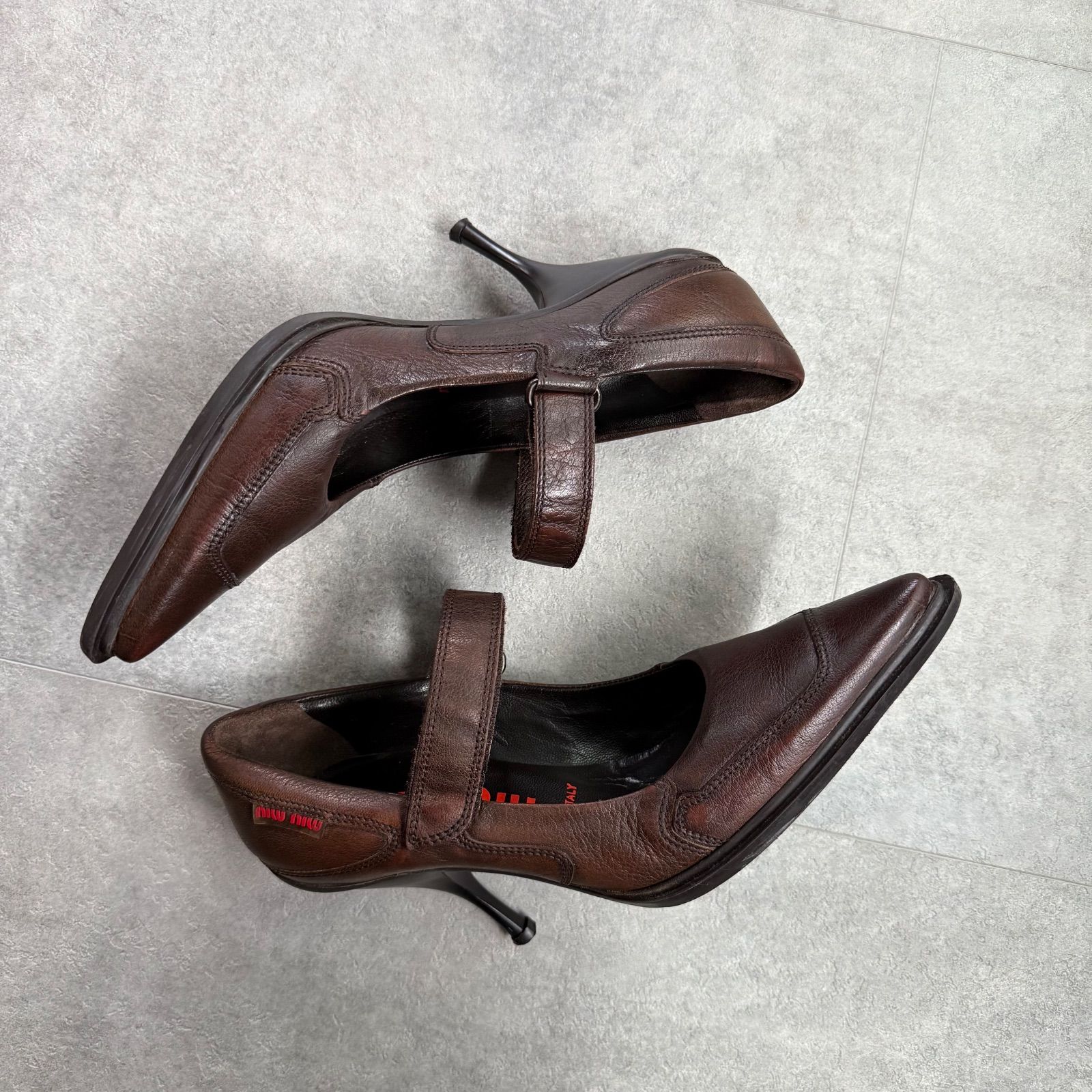 MIU MIU ハイヒール ブラウン 幾何学模様 MIU MIU ハイヒール ブラウン