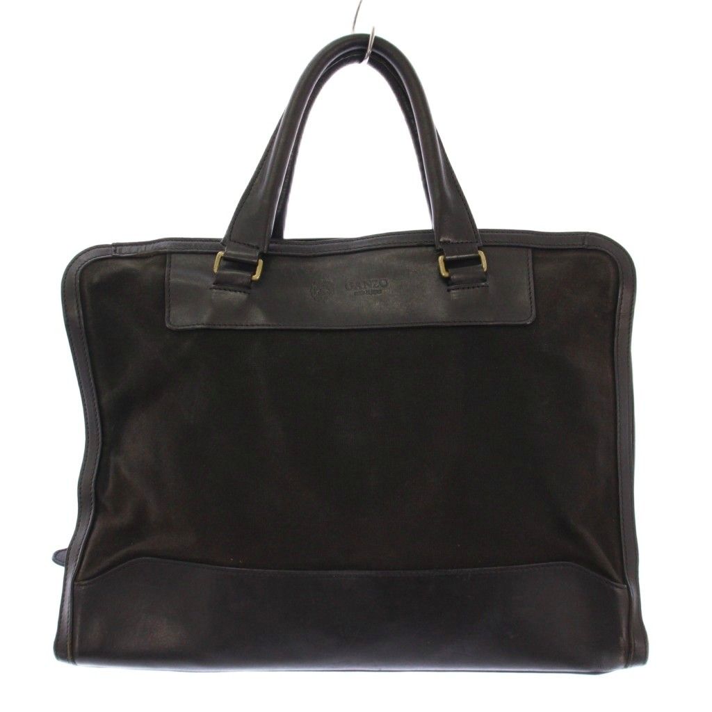 ガンゾ GANZO CB 1 ブリーフケース ビジネスバッグ 書類かばん ハンドバッグ ワン キャンバス レザー 切替 黒 ブラック BB