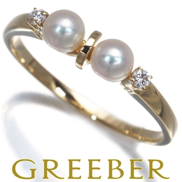 K18ミキモトパールリング ミキモト リング パール 真珠 3.8mm ダイヤ ダイヤモンド 11号 K18YG