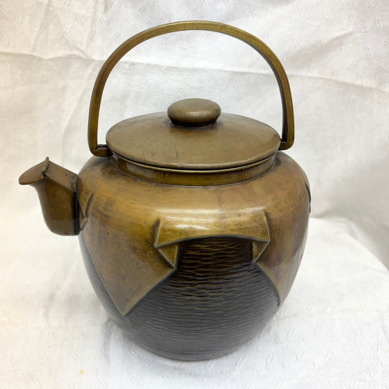 276 時代物 房 銅製 水差し やかん 薬缶 注水 口蓋付 茶道具 レトロ