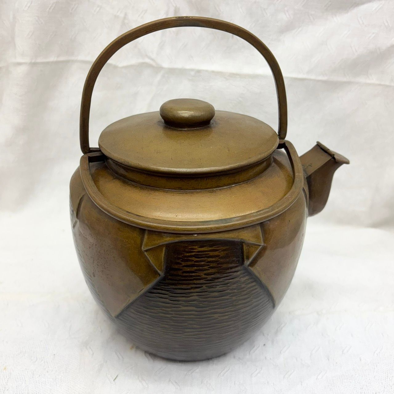 276 時代物 房 銅製 水差し やかん 薬缶 注水 口蓋付 茶道具 レトロ