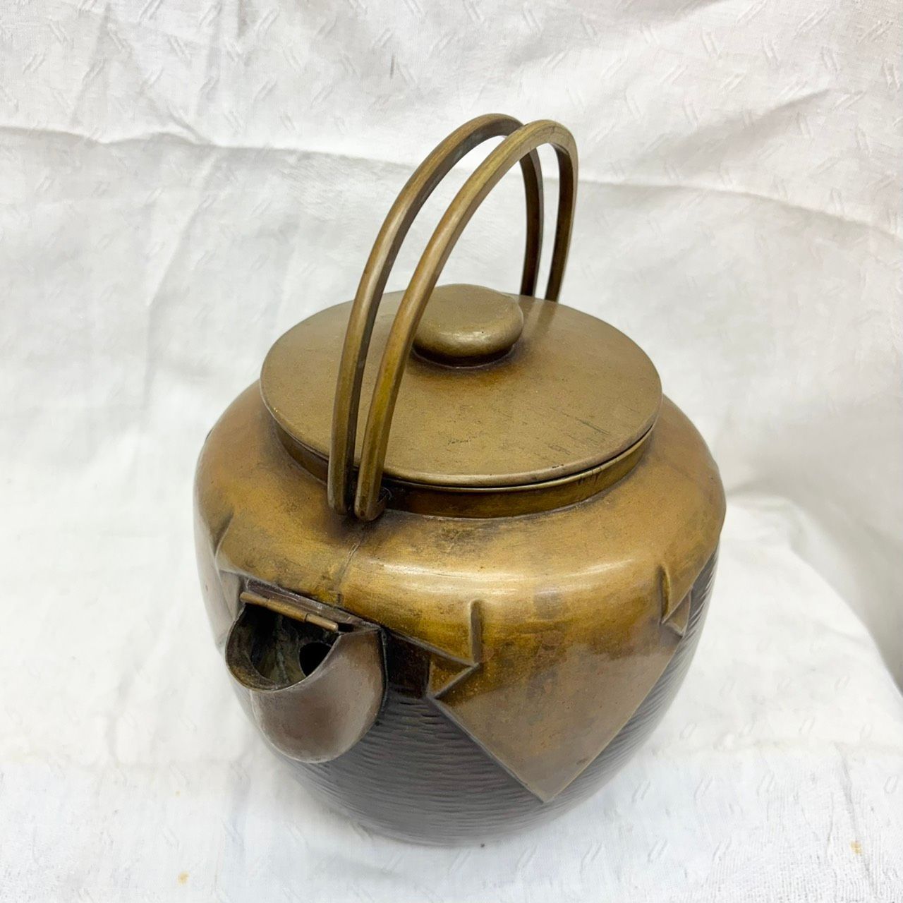 276 時代物 房 銅製 水差し やかん 薬缶 注水 口蓋付 茶道具 レトロ