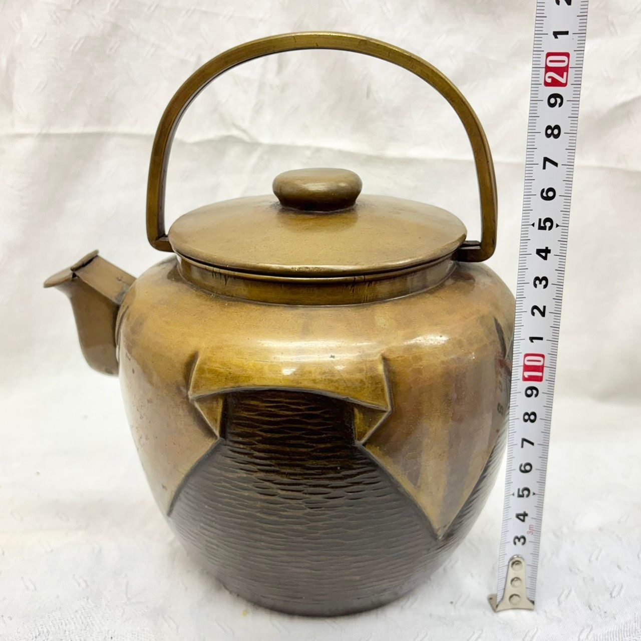 276 時代物 房 銅製 水差し やかん 薬缶 注水 口蓋付 茶道具 レトロ