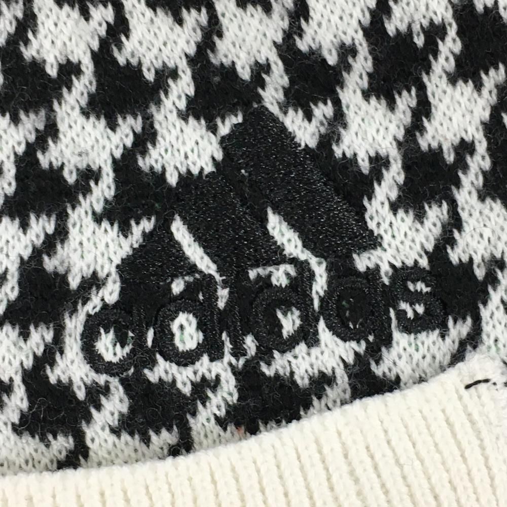 美品】アディダス ニットスカート 白×黒 千鳥格子 グレンチェック