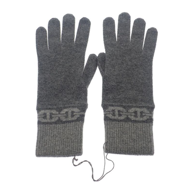 エルメス HERMES ヘヴン グローブ M _G 1 S 手袋 カシミヤ ポリウレタン シャルボン グレー 秋冬 ファッション小物レディース SAランク