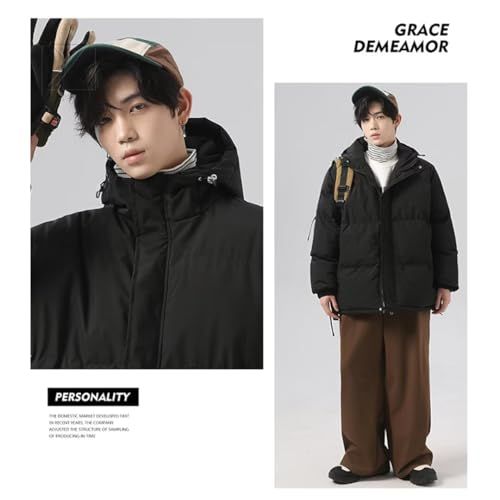 Ｋａｙｉｙａｓｕ ダウンジャケット メンズ 大きいサイズ 中綿入り 防寒着 防風 冬服 厚手 フート付き ブラック アウトドア 日常 カジュアル ゆったり おしゃれ かっこいいpo d 70 a 98 ba