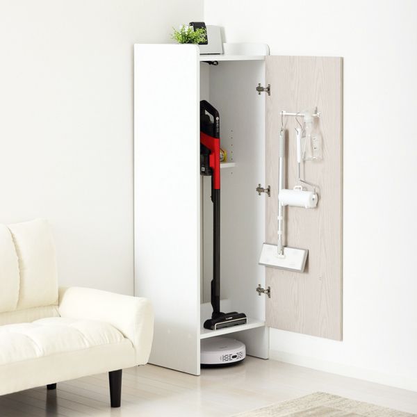 組立時に左開きか右開き選択 掃除用具や生活用品のストックをまとめてすっきり収納