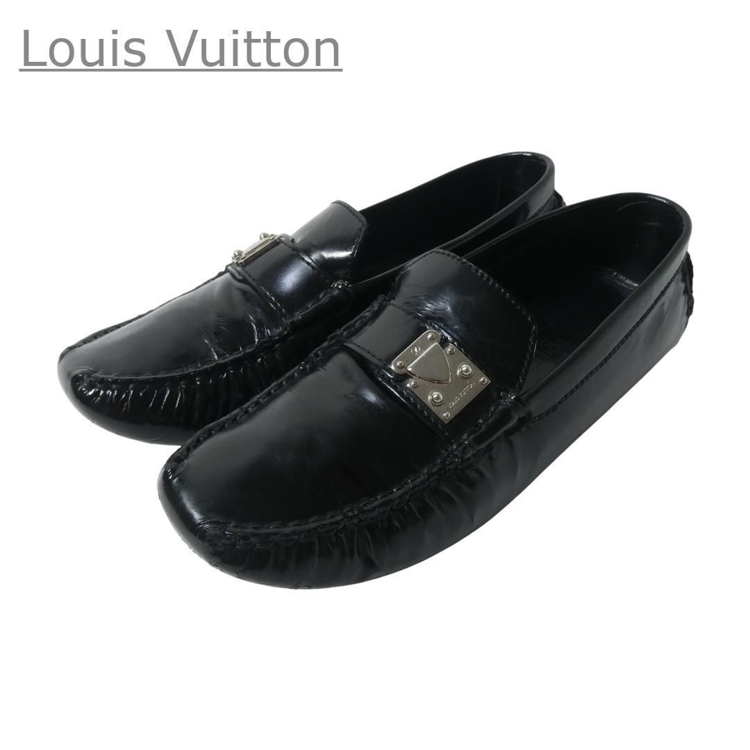 通販ファッション - LOUIS VUITTON ルイヴィトン ローファー ロゴ レザー ブラック 黒 Louis Vuitton ローファー 黒 レザー