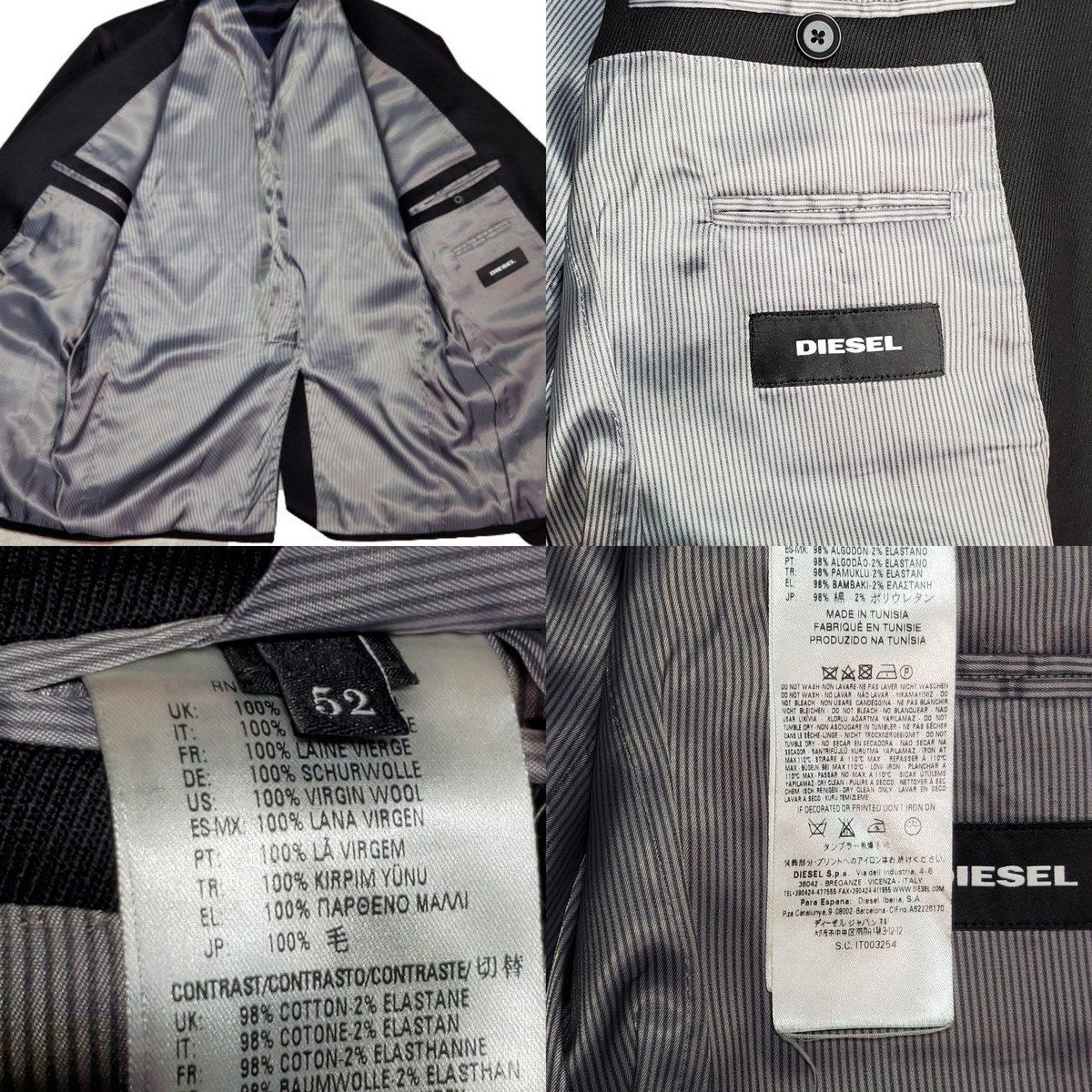 DIESEL フェードデニム袖切替2Bテーラードジャケット アウター