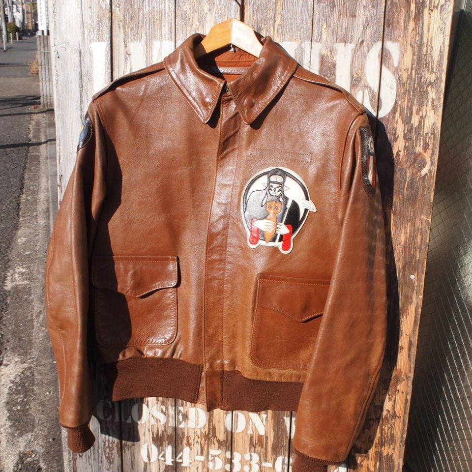 The Real McCoy’s A 2 旧マッコイ リアルマッコイズ レザーパッチ カスタムオーダー レザー フライトジャケット ホースハイド 馬革 38