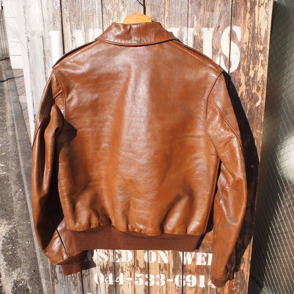 The Real McCoy’s A-2 旧マッコイ リアルマッコイズ レザーパッチ カスタムオーダー レザー フライトジャケット ホースハイド 馬革 38