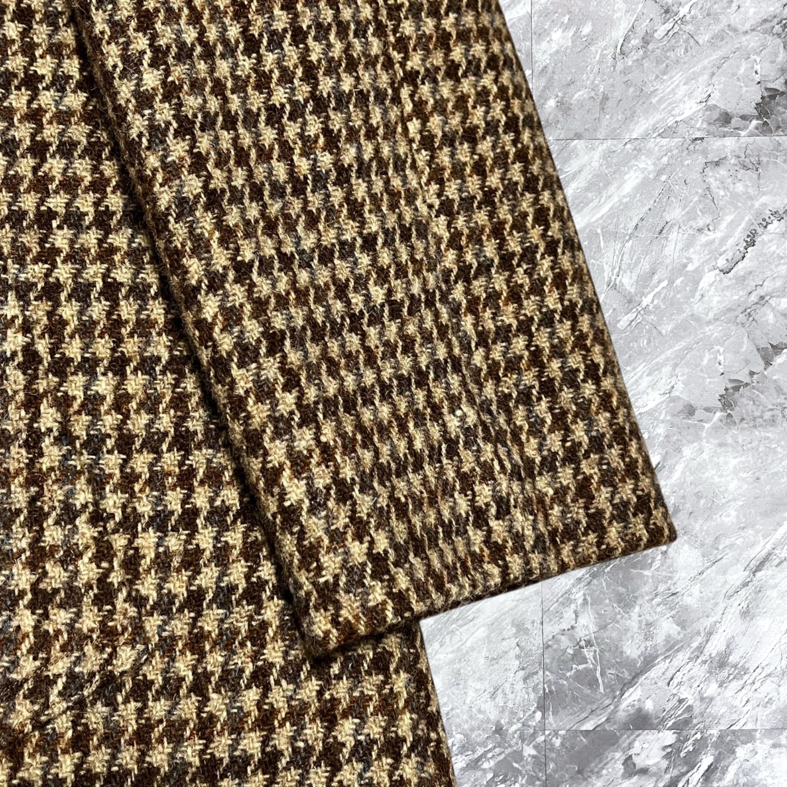 Harris Tweed ハリスツイード ステンカラーコート ロングコート 千鳥格
